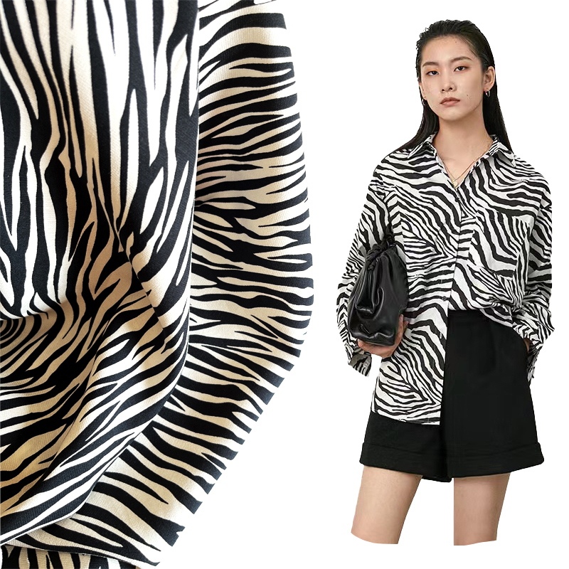 56 rayon 44 viscose satin Animal print zebra animal print fabric