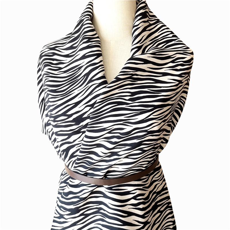 56 rayon 44 viscose satin Animal print zebra animal print fabric