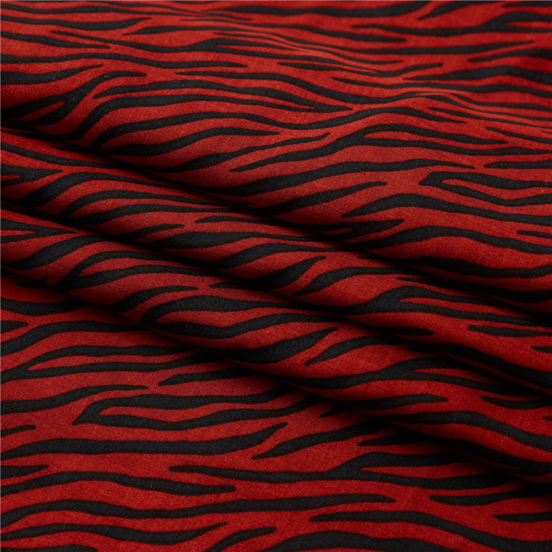 Red zebra-clavum leve pondus C% rayon poplin zebra animalis print fabricae