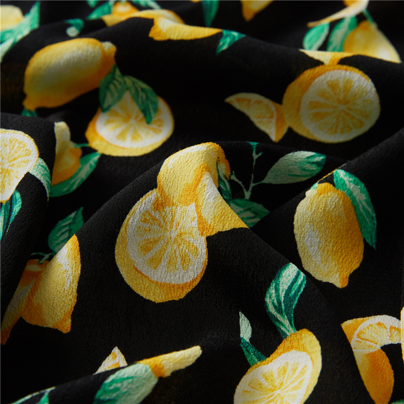 Lemon digital print crepe 53% viscose 47% rayon poplin exotic Hawaiian fabric