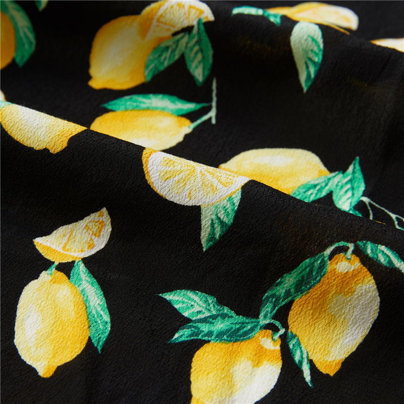 Lemon digital print crepe 53% viscose 47% rayon poplin exotic Hawaiian fabric