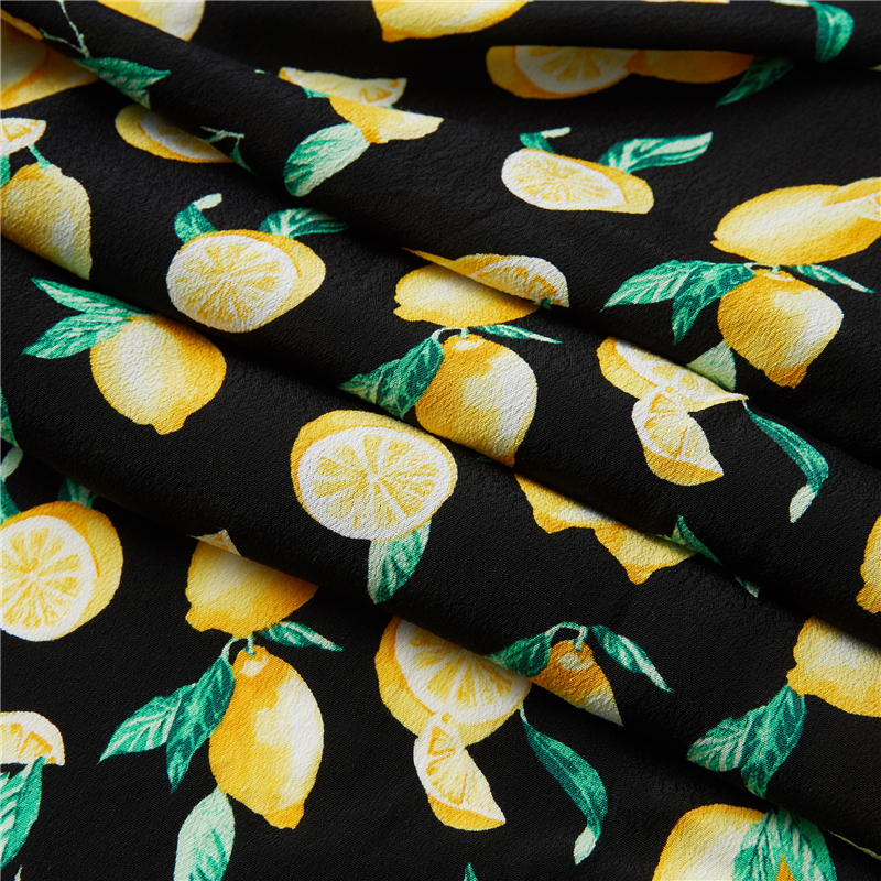 Lemon digital print crepe 53% viscose 47% rayon poplin exotic Hawaiian fabric