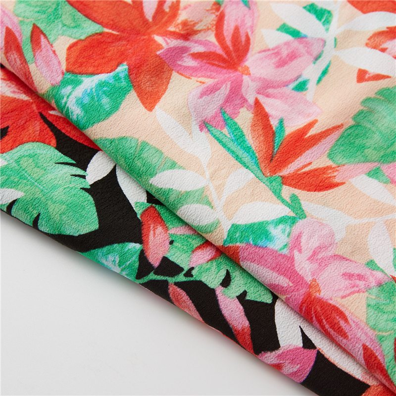 Flos digitalis print 53% viscosus 47% rayon crepe exoticae Bohemiae fabricae